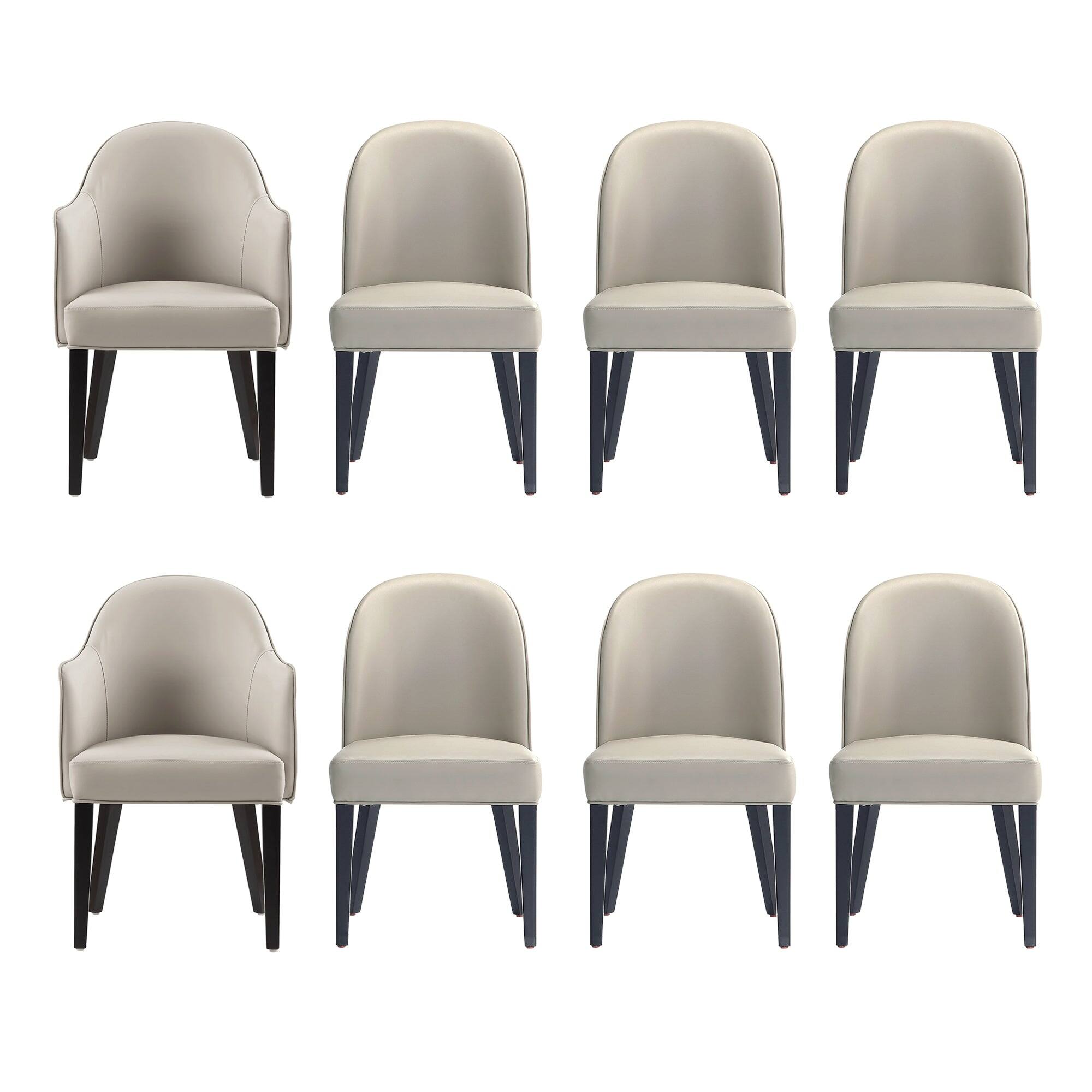 Manhattan Comfort Hillman Modern 8 Piece Dining Chair Set Light Gray ...