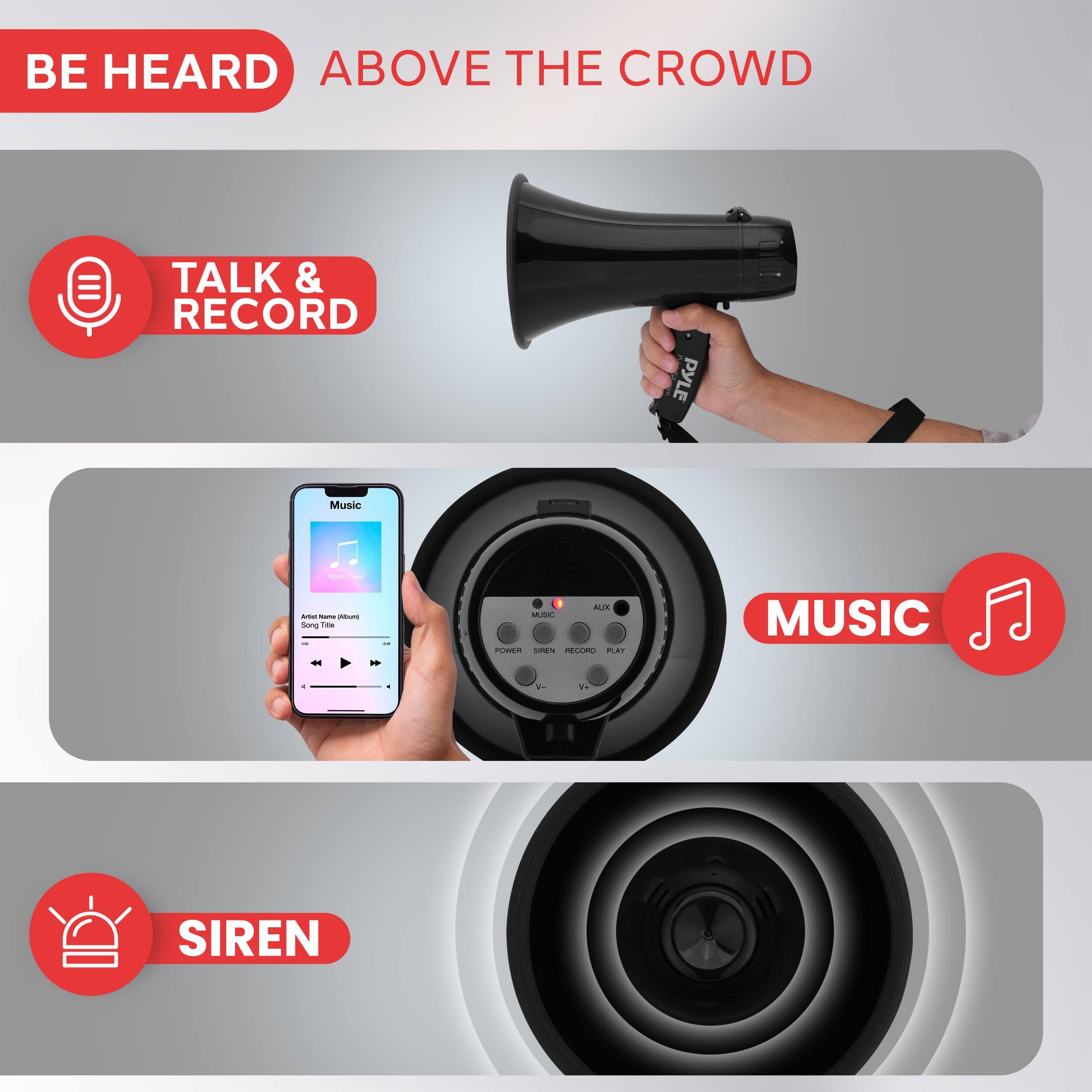 BE HEARD ABOVE THE CROWD

TALK & RECORD

MUSIC

SIREN