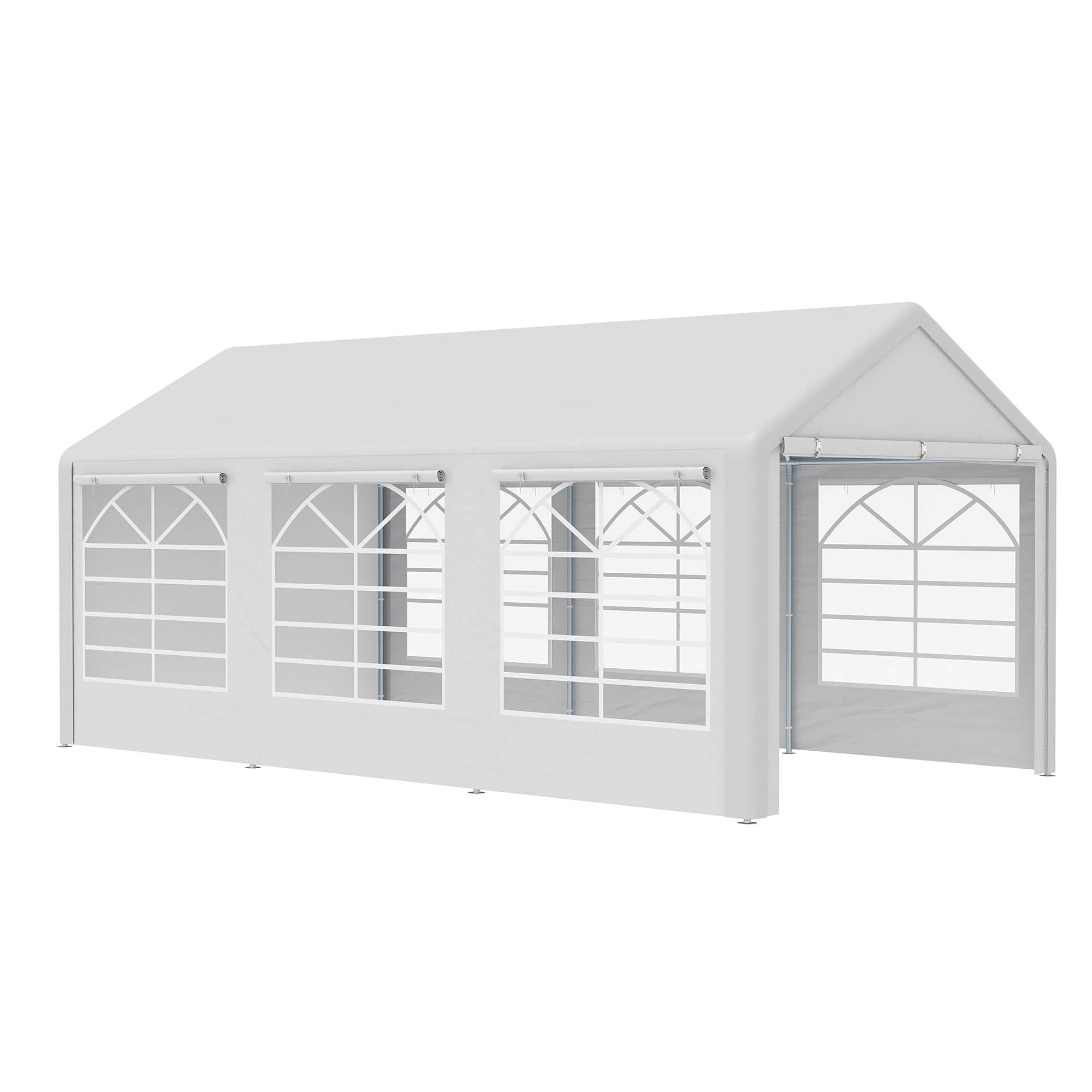 Outsunny - 10 x 20 ft Heavy Duty Party Tent Outdoor Gazebo Wedding Tent Event Shelter Carport BBQ - White price history on PriceWatchPro