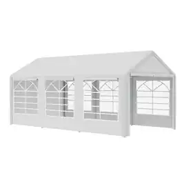 Outsunny - 10 x 20 ft Heavy Duty Party Tent Outdoor Gazebo Wedding Tent Event Shelter Carport BBQ - White