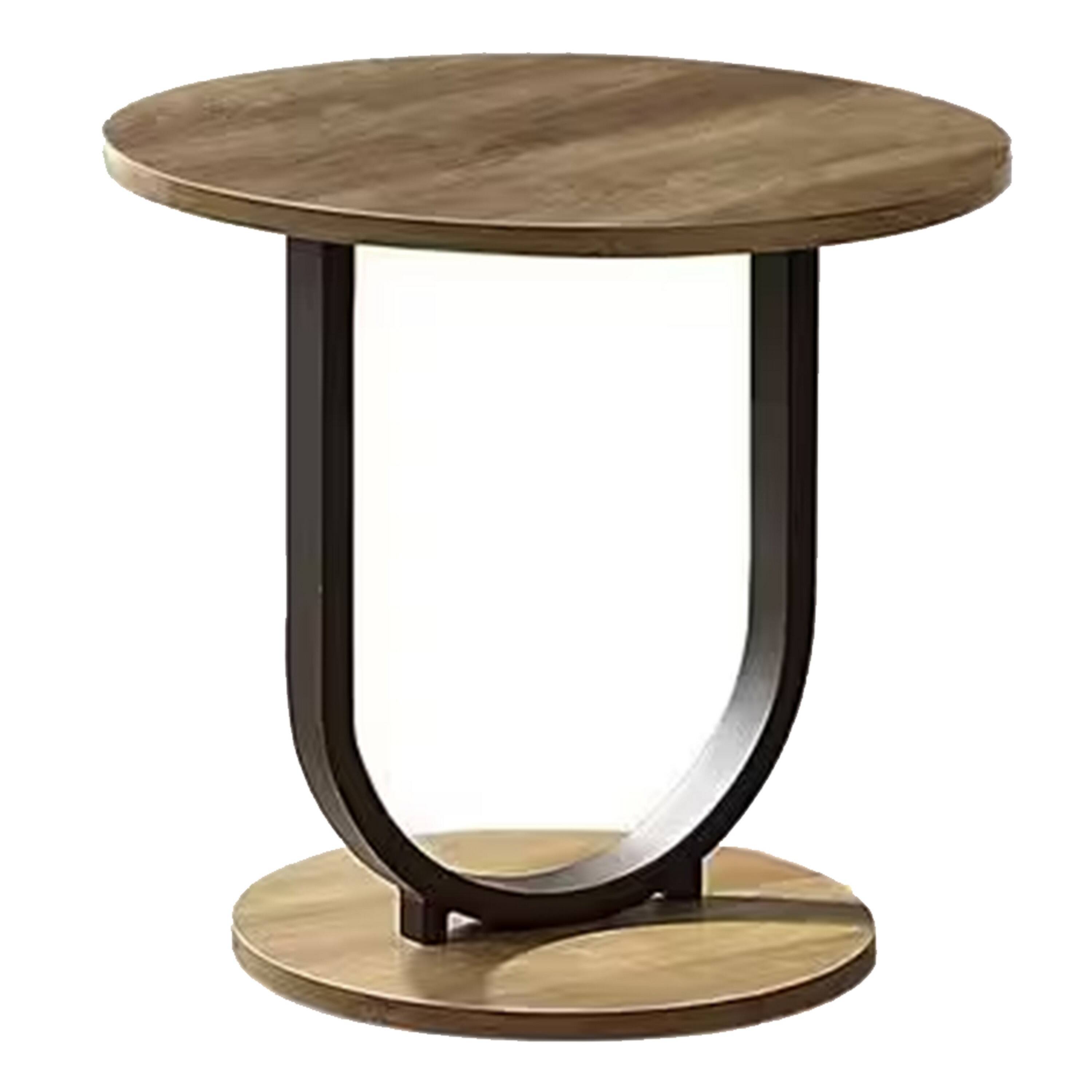 Alt View 2. Manhattan Lane - Obin 3 Piece Coffee and End Table Set, Brown MDF, Black U Shape Steel Base - Black, Brown.