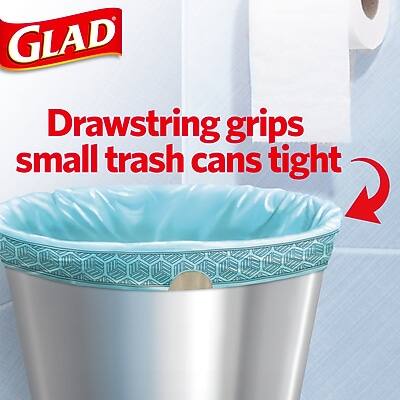 GLAD Drawstring grips small trash cans tight