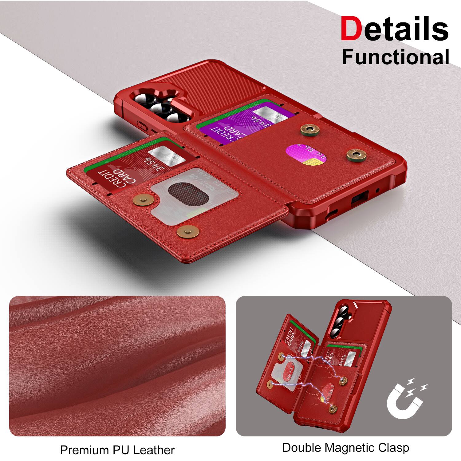 Details Functional

3456 CREDIT CARD
95HE CREDIT 00 NAME 18:0/ HOLDER

Premium PU Leather
CREDIT CARD 95

Double Magnetic Clasp