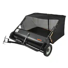 VEVOR - Tow Behind Lawn Sweeper, 44 in Pull Behind Lawn Sweeper,25 cu.ft Large Capacity Leaf & Grass Collector,Heavy Duty weeper - Black