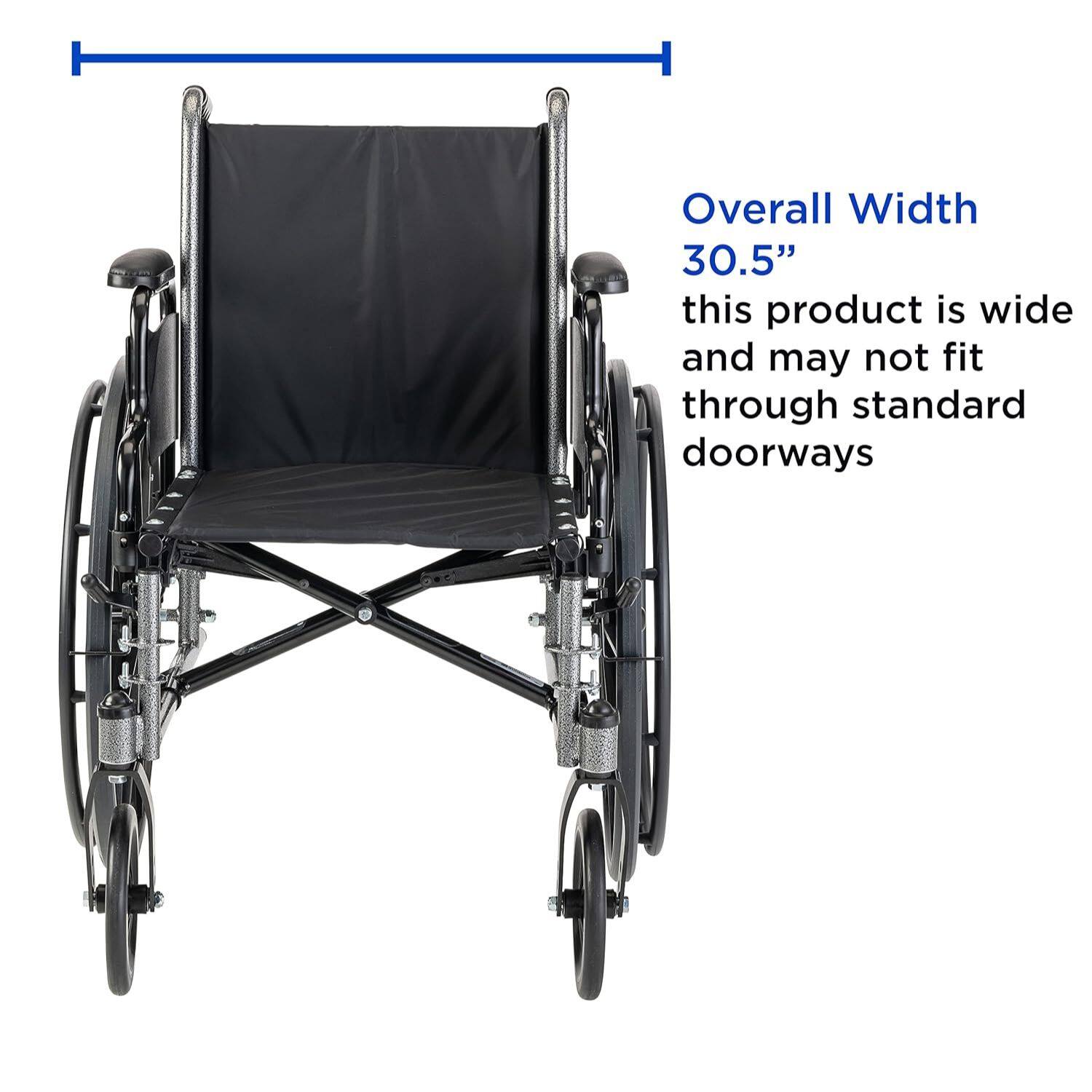 Overall Width 30.5"  
this product is wide and may not fit through standard doorways