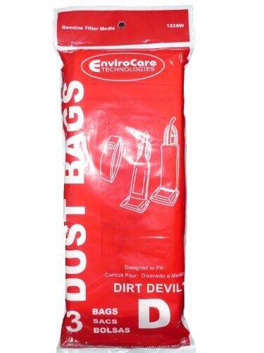 Genuine 123SW Filter Media  
EnviroCare TECHNOLOGIES  
DUST BAGS  
Designed to Fit:  
Concus DIRT DEVIL  
BAGS  
SACS  
BOLSAS