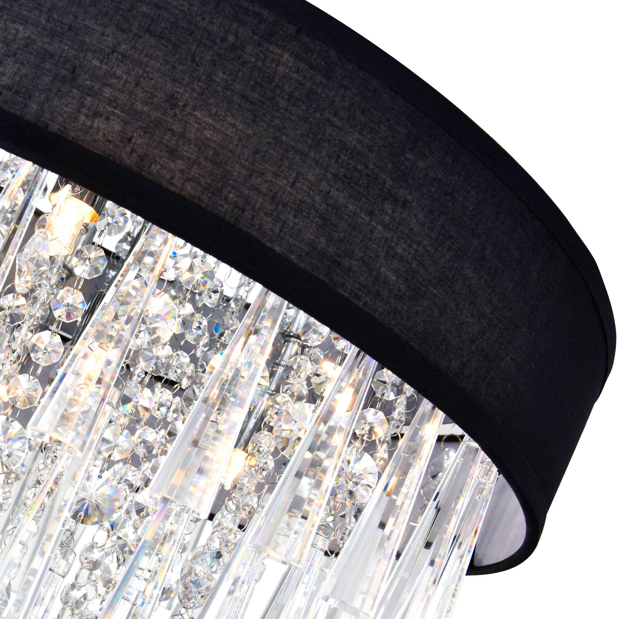 Left. CWI Lighting - Franca 8 Light Drum Shade Chandelier With Chrome Finish - Black.