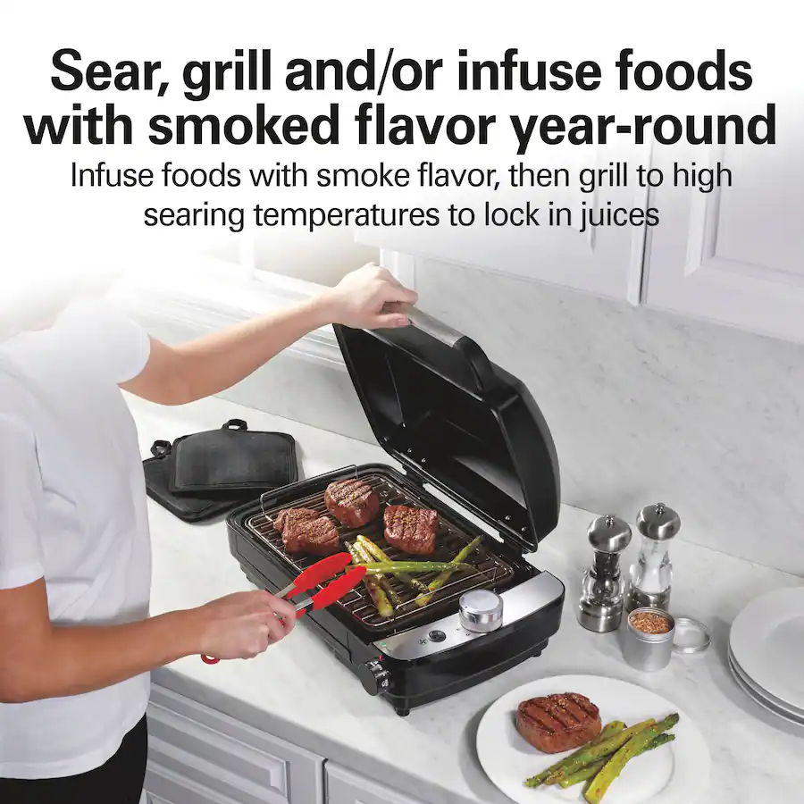 Hamilton Beach Indoor Searing Grill with Hot/Cold Smoke Infuser - Best Buy