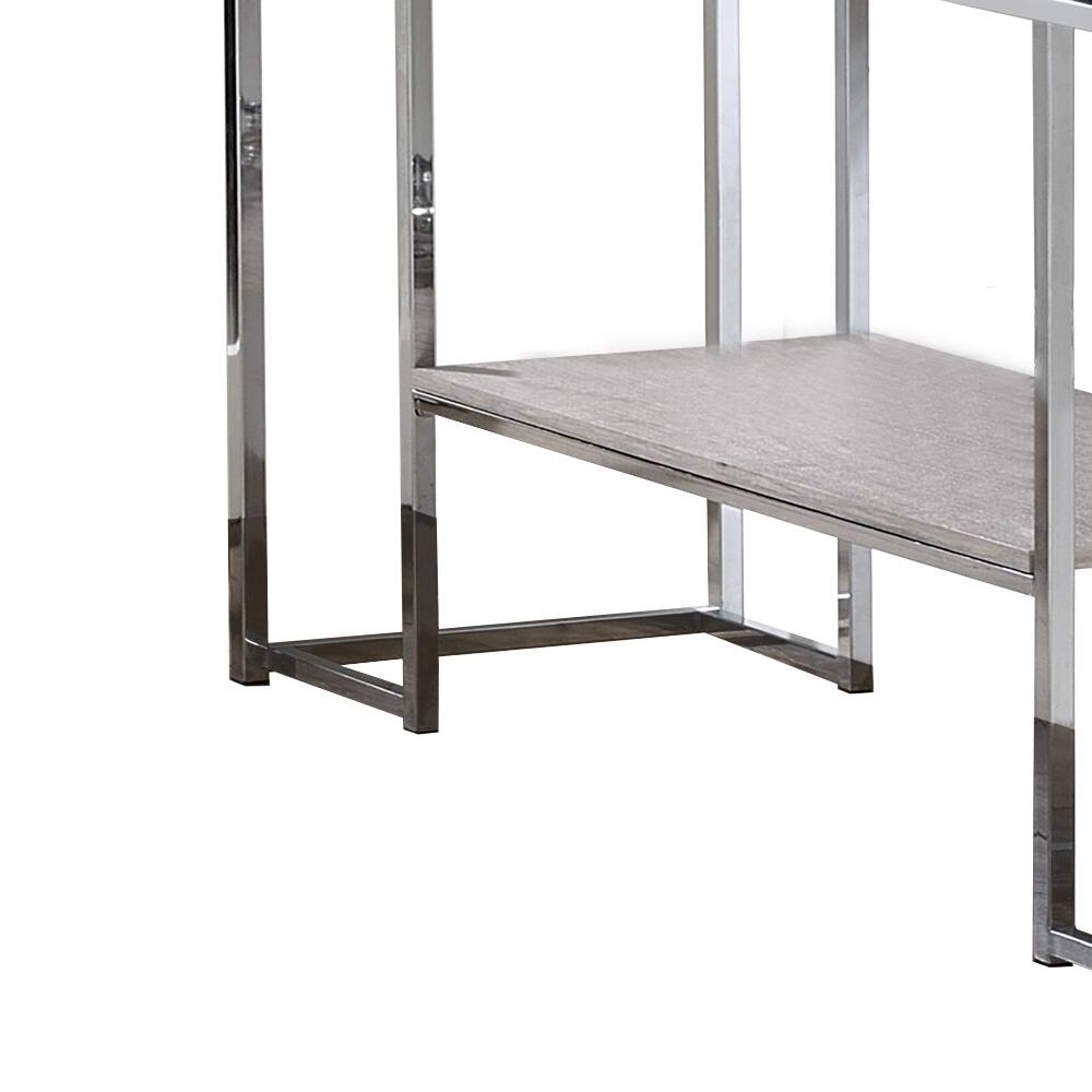 Alt View 2. Manhattan Lane - Sofa Table with Rectangular Tabletop and Open Bottom Shelf - Silver and Brown.