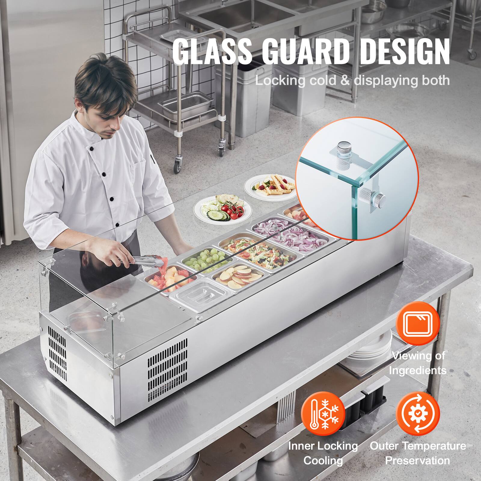 GLASS GUARD DESIGN  
Locking cold & displaying both  

- Viewing of Ingredients  
- Inner Locking Cooling  
- Outer Temperature Preservation