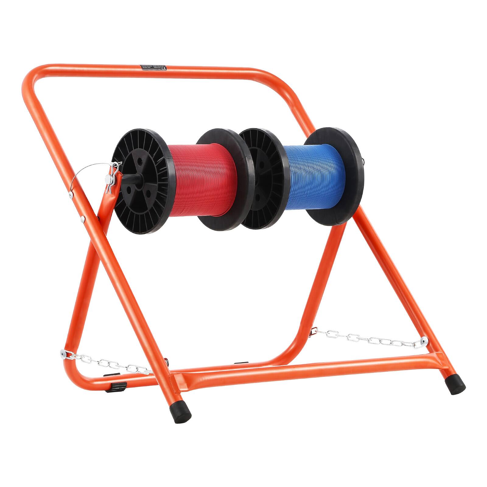 Front. VEVOR - Cable Caddy, Heavy Duty Steel Frame, Spool Holder for Electrical Wires, Portable Wire Dispenser for Up to 20 in Diameter - Orange.