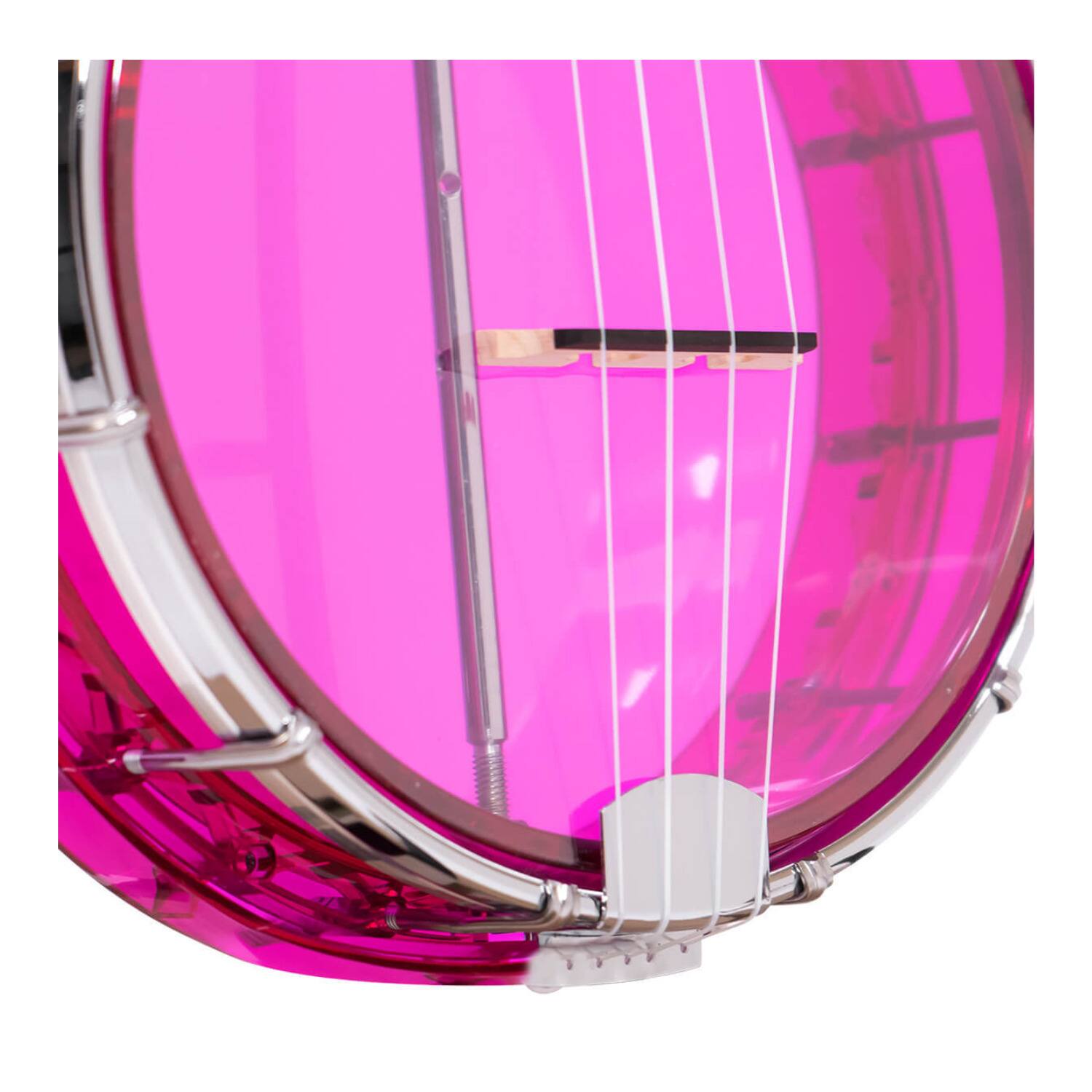 Left. Gold Tone - Gold Tone Little Gem (Amethyst): See-Through Banjo-Ukuleles with Bag.