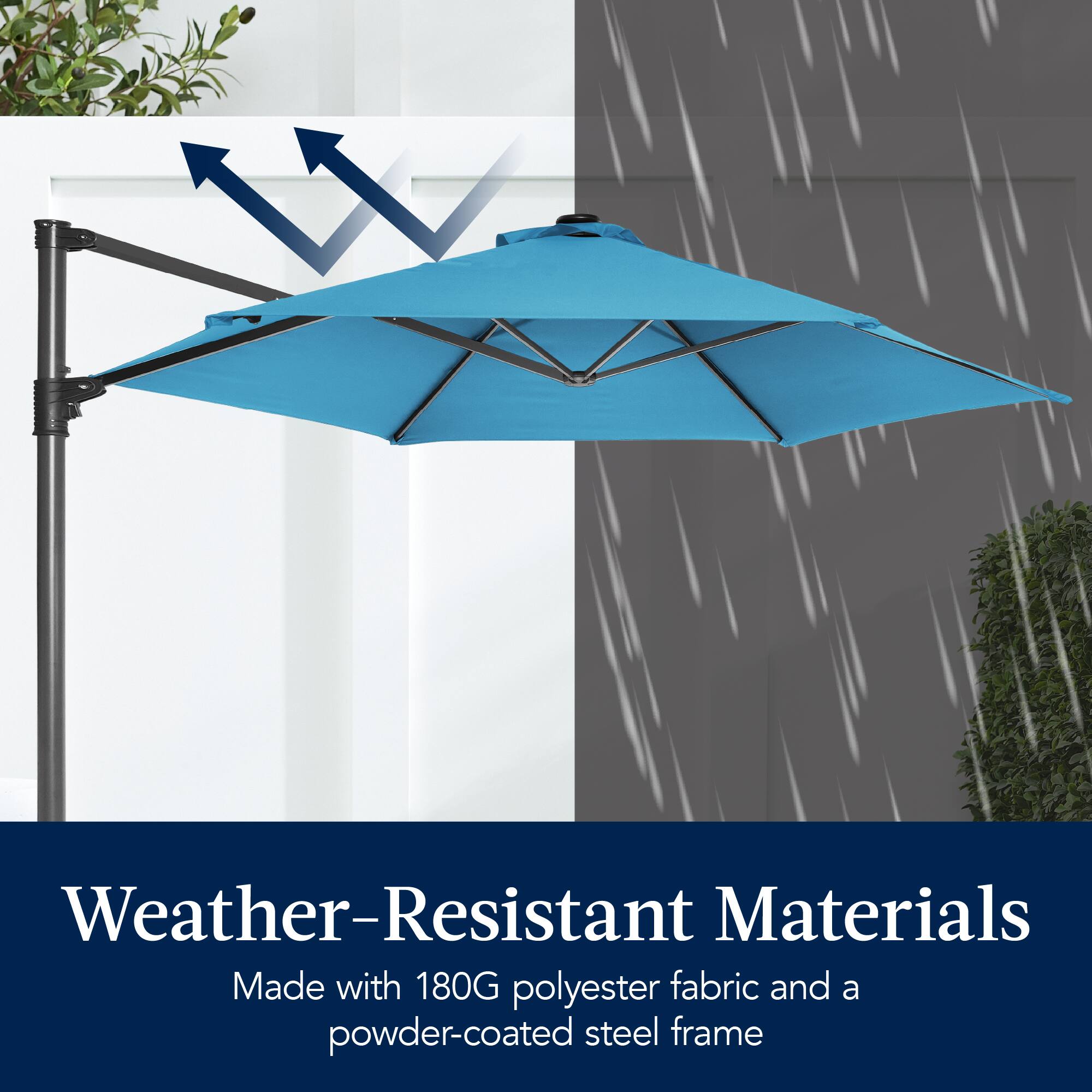 Weather-Resistant Materials  
Made with 180G polyester fabric and a powder-coated steel frame