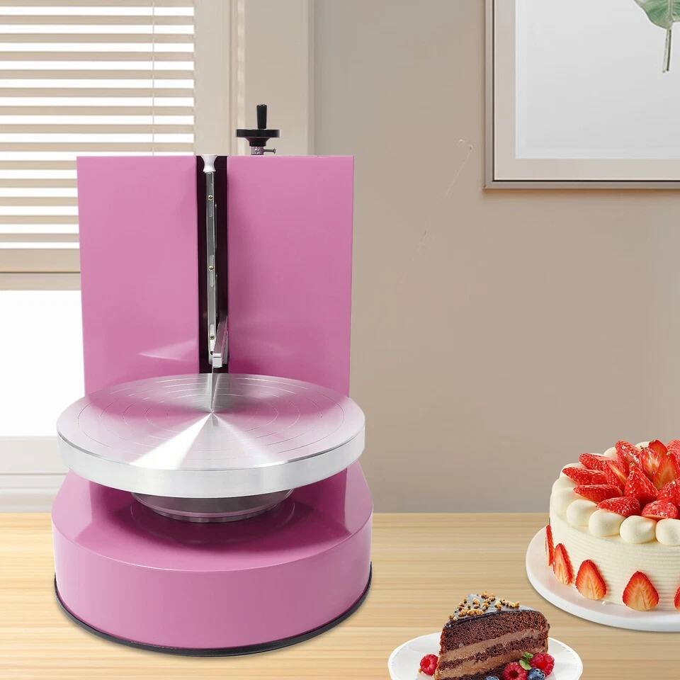 Left. Home Collection - Electric Cake Cream Spreading Machine with LCD Display, 4–12 in Cakes - Pink.