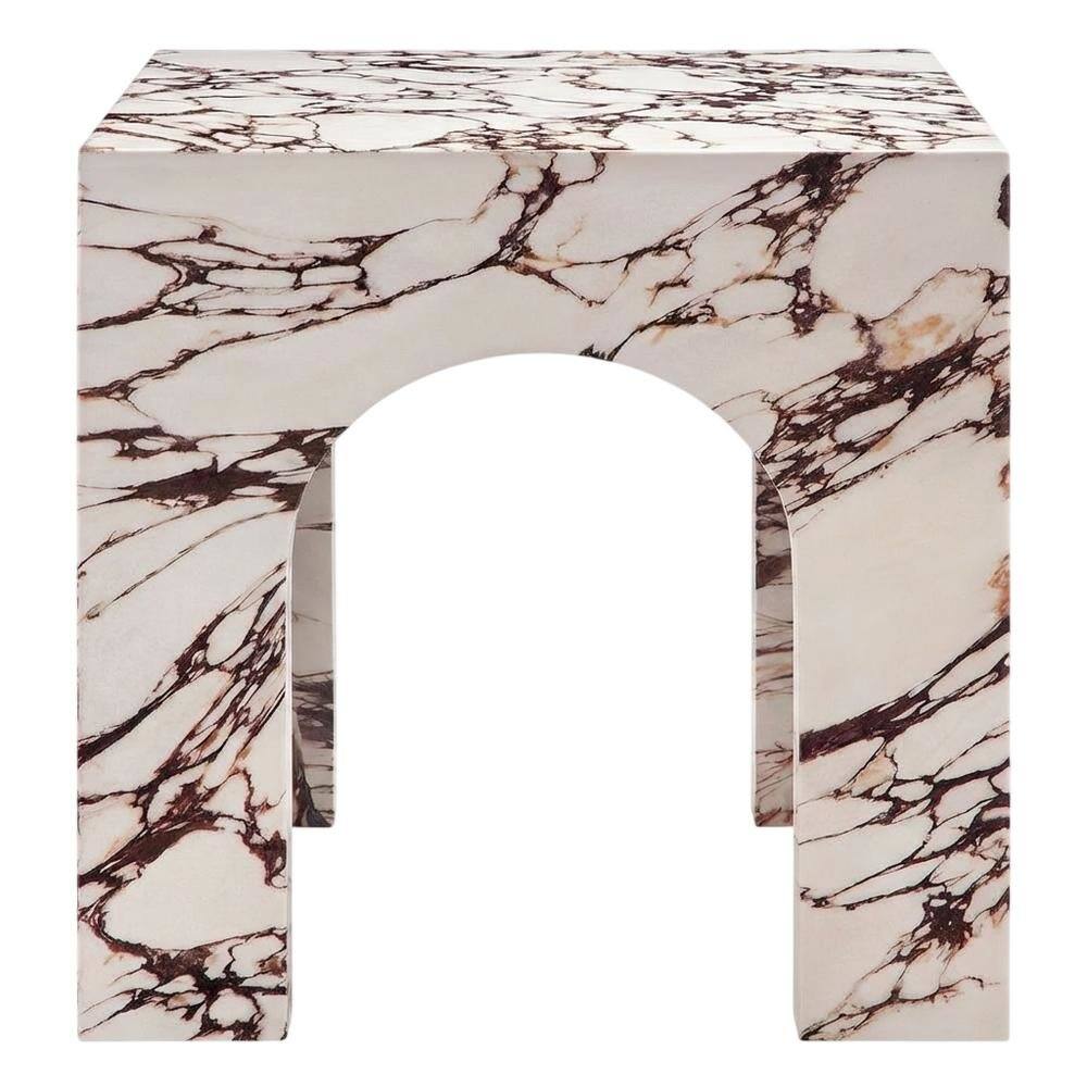 Back. Outdoor Escape - Outdoor patio arched concrete side table with sturdy design for outdoor living - Red.