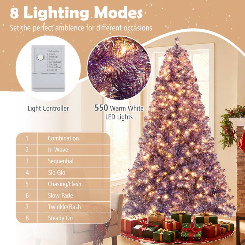 8 Lighting Modes  
Set the perfect ambience for different occasions

Light Controller

550 Warm White LED Lights

1. Combination  
2. In Wave  
3. Sequential  
4. Slo Glo  
5. Chasing/Flash  
6. Slow Fade  
7. Twinkle/Flash  
8. Steady On