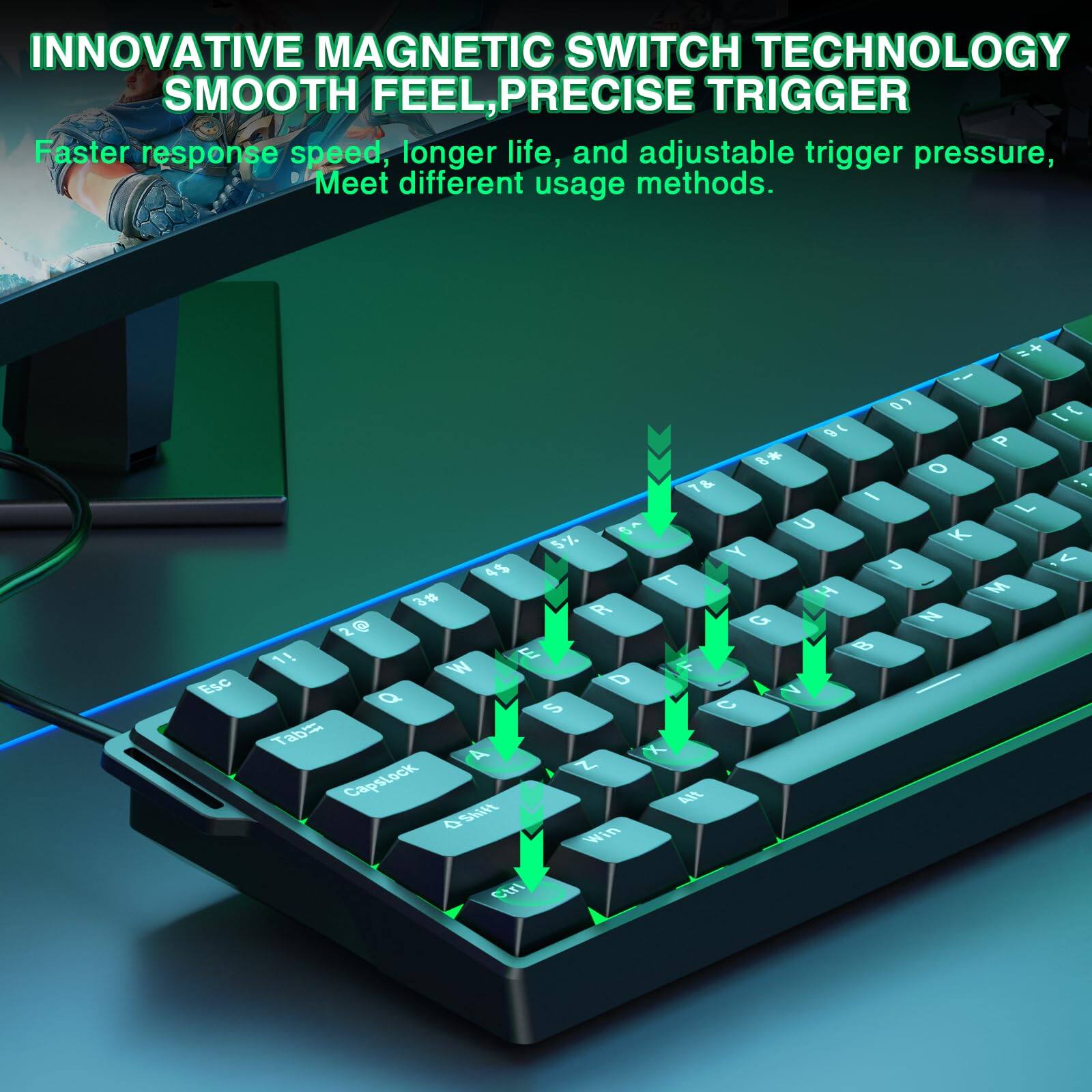 INNOVATIVE MAGNETIC SWITCH TECHNOLOGY  
SMOOTH FEEL, PRECISE TRIGGER  

Faster response speed, longer life, and adjustable trigger pressure, meet different usage methods.