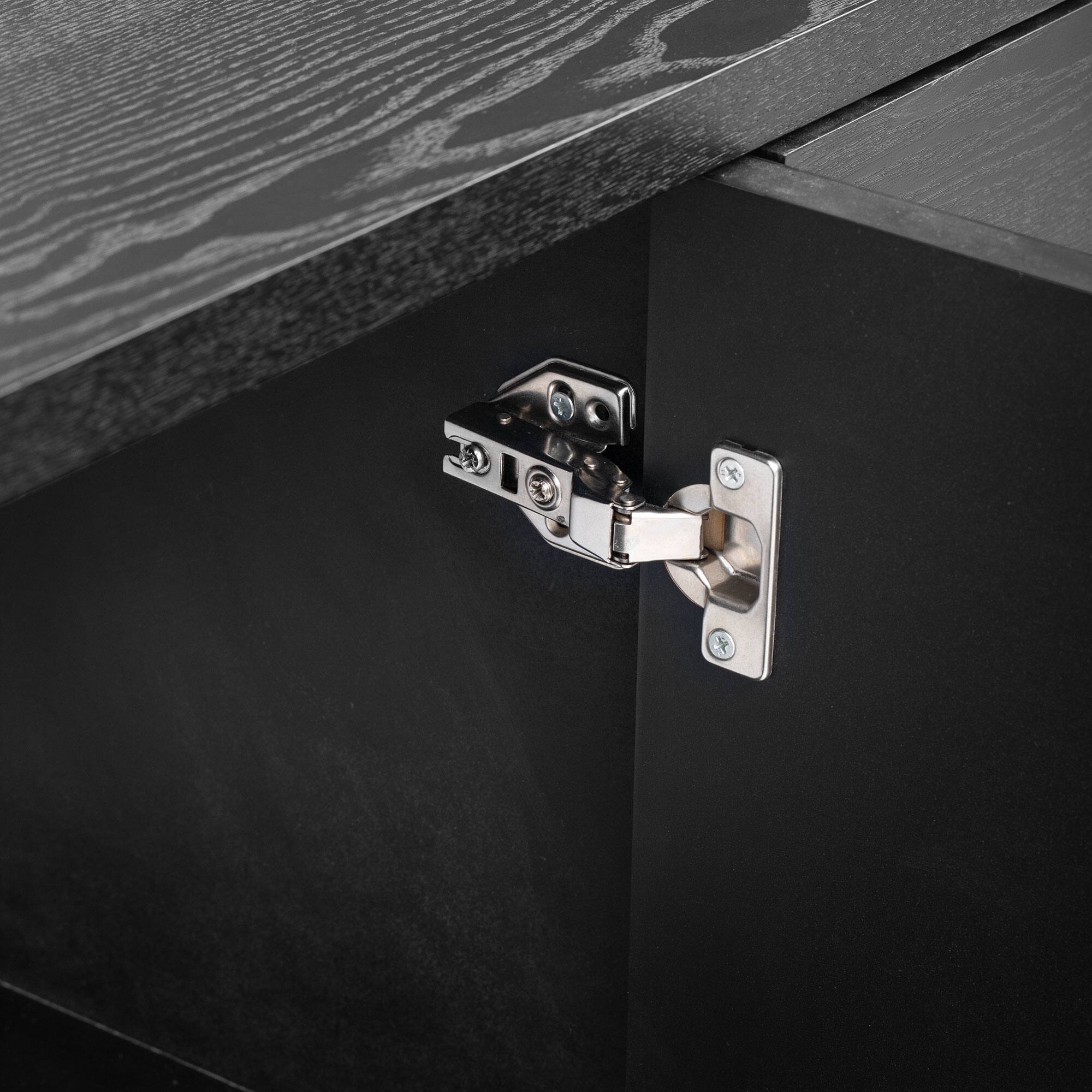 Alt View 8. Forest'nSky - Black Sideboard Buffet Cabinet with Adjustable Shelves and Gold Handles for Kitchen - Black.