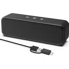 Dazzed Corner - USB Plug-In Computer Soundbar with Touch Control, Deep Bass & USB-C Adapter - Black