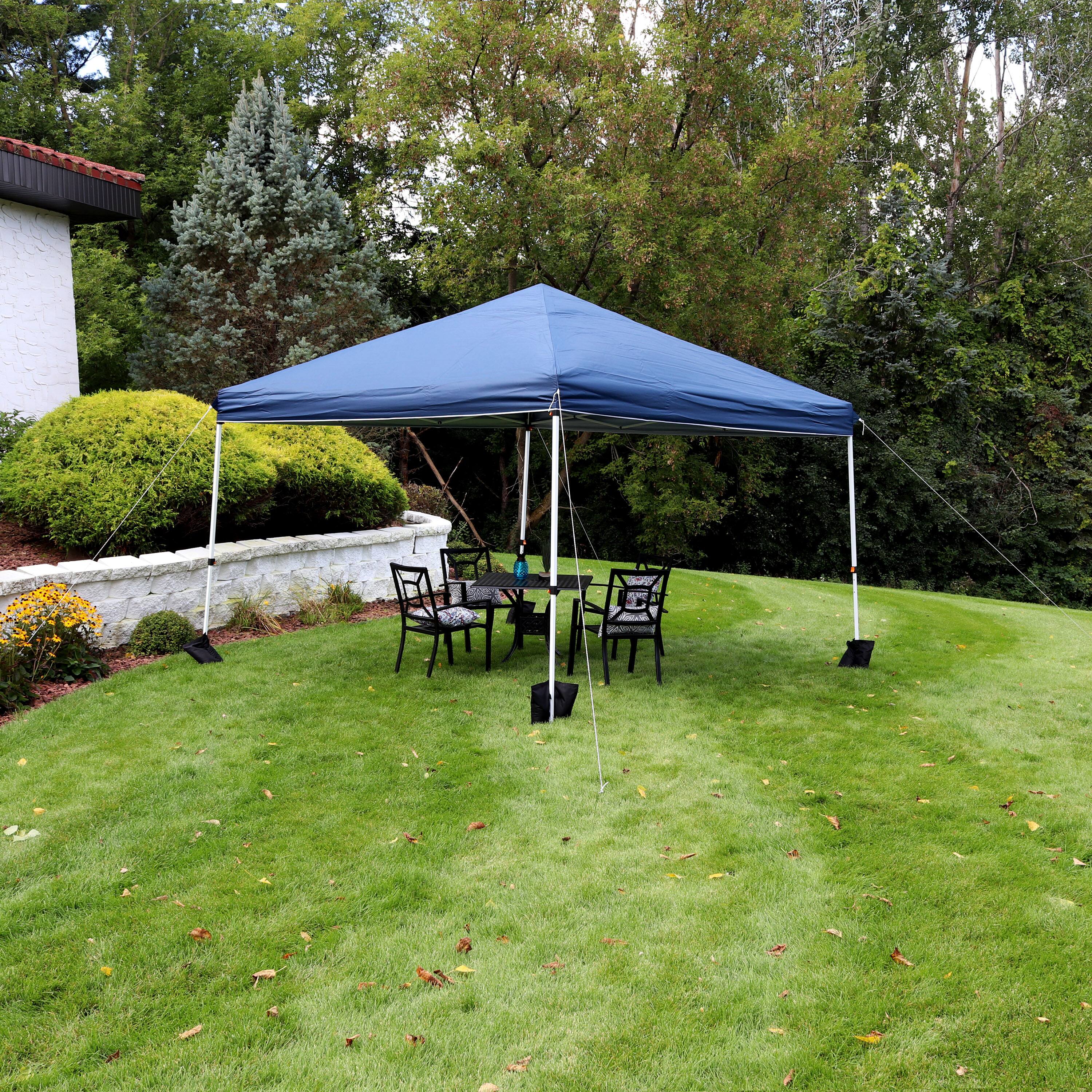 Alt View 4. Sunnydaze - Standard Pop-Up Canopy with Sandbags - 12 ft x 12 ft - Blue.