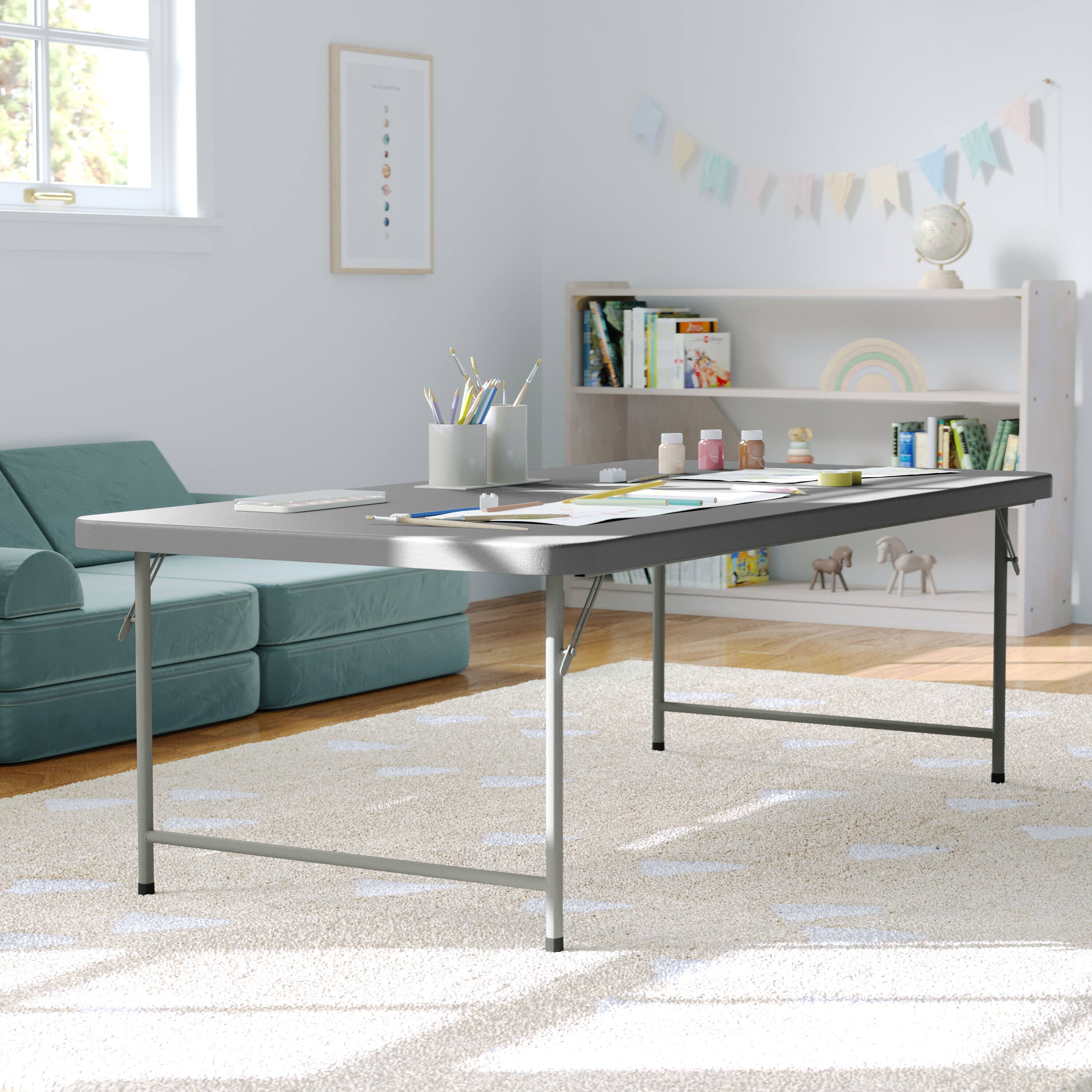 Alt View 2. Flash Furniture - Paige 4.93-Foot Kid's Granite Gray Plastic Folding Table - Gray.