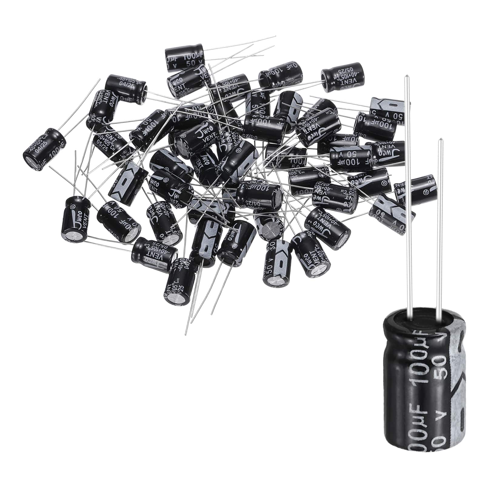 Unique Bargains - 100uF 50V 8x12mm Electrolytic Capacitor, 105C High Temp Radial Leads, for TVs/LCDs/VCD, 60pcs - Black price history on PriceWatchPro