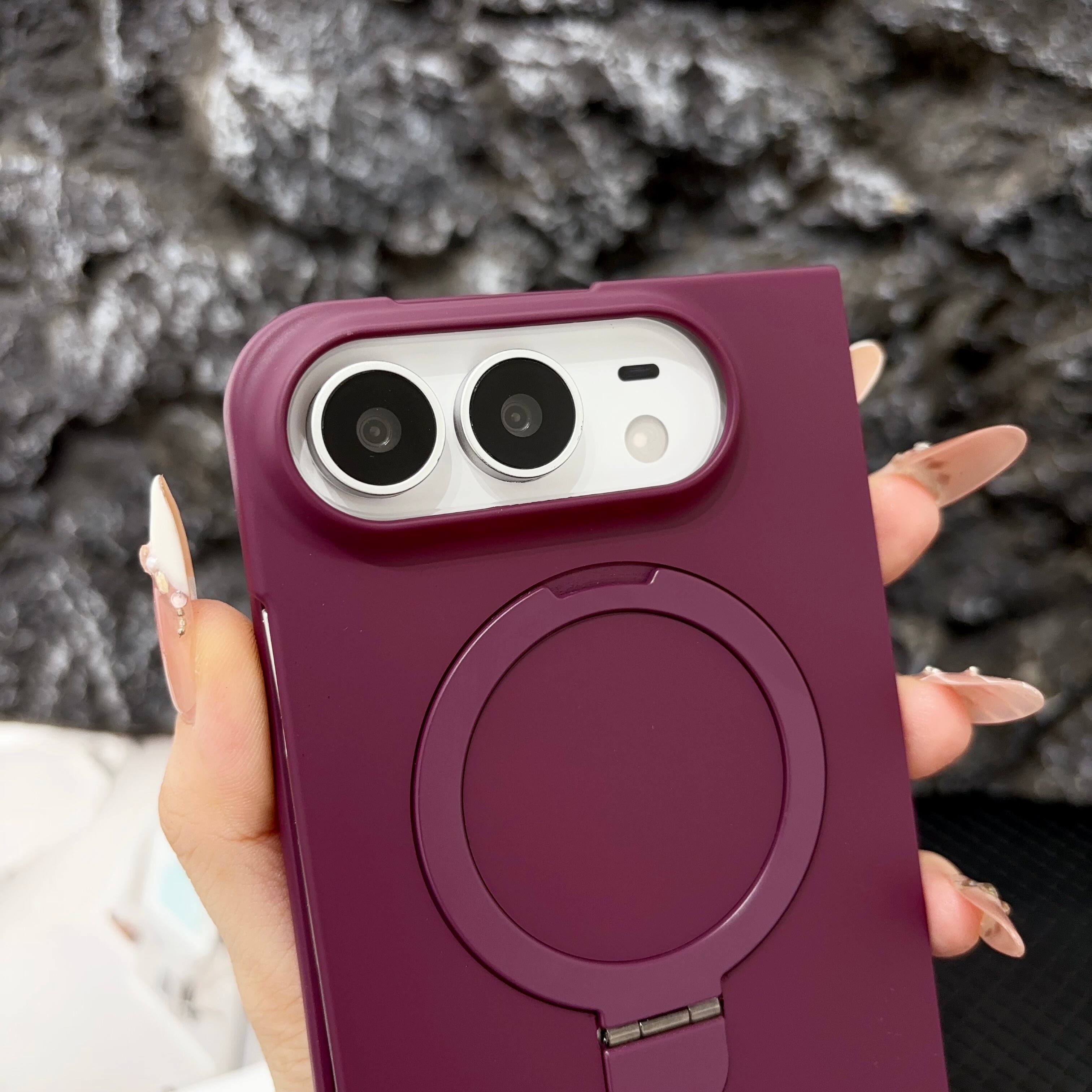 Alt View 2. UUCOVER - Magnetic Kickstand Case for Apple iPhone Duo, Rotating Ring Holder Compatible with MagSafe, Shockproof Slim Matte Cover - Black.