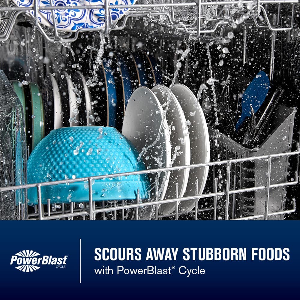 PowerBlast Cycle, SCOURS AWAY STUBBORN FOODS with PowerBlast Cycle
