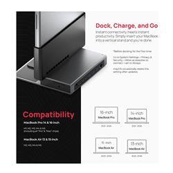 Dock, Charge, and Go  
Instant connectivity powers important productivity. Simply mount your MacBook into a vertical stand and you're done.  

Compatibility  
16-inch  
MacBook Pro 16.4-inch  
MacBook Pro 15-inch  
MacBook Air 13.3-inch  
MacBook Air 13-inch  
MacBook Air 15-inch