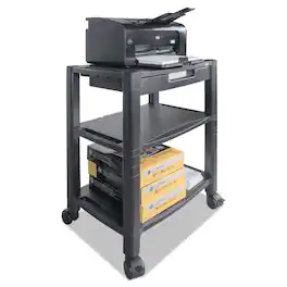KanTek - PS640 20 in. x 13.25 in. x 24.5 in. 60 lb. Capacity Plastic Height-Adjustable Deskside Printer Cart - Black
