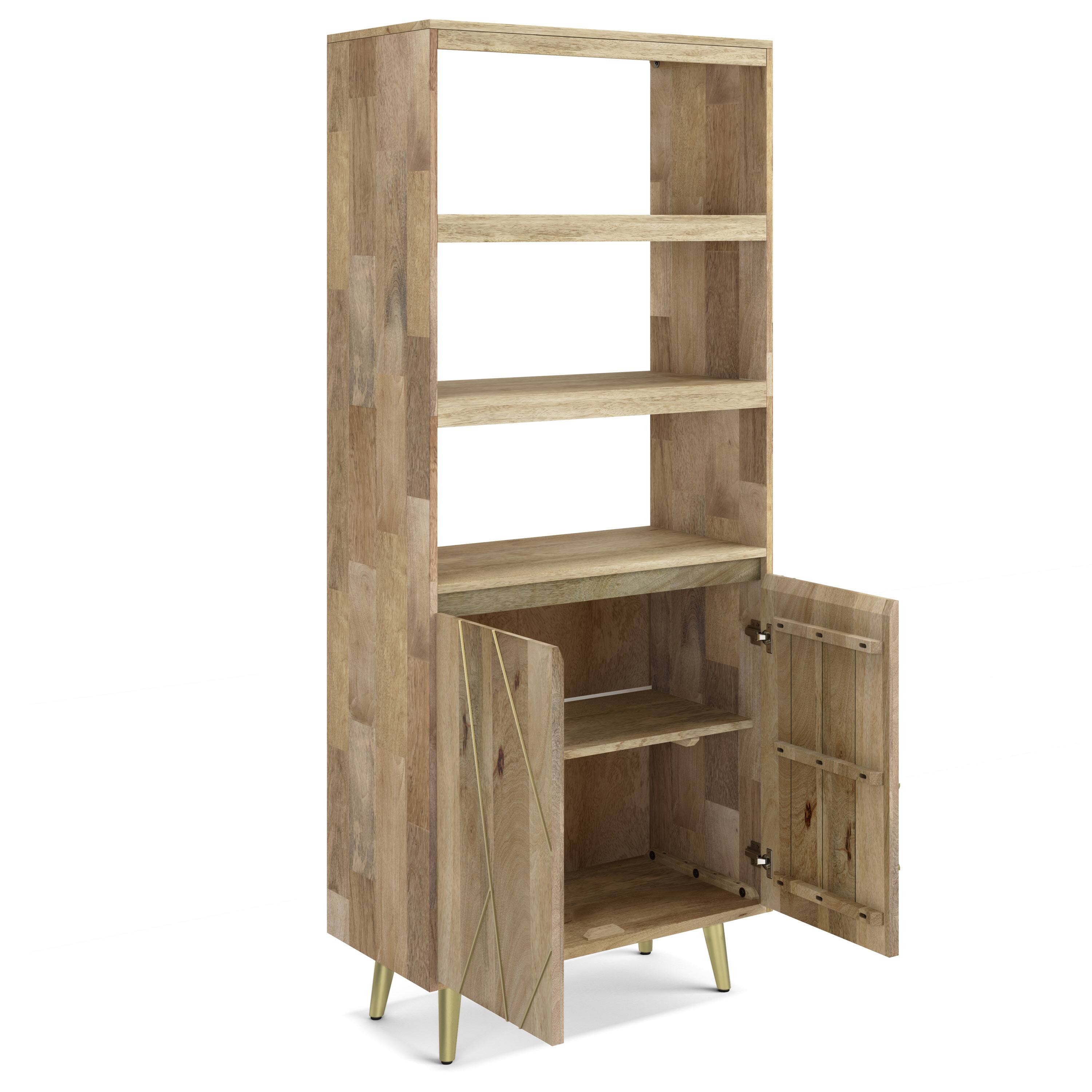 Back. Simpli Home - Jager SOLID MANGO WOOD 72 inch x 30 inch Contemporary Bookshelf with Doors in Natural - Natural.