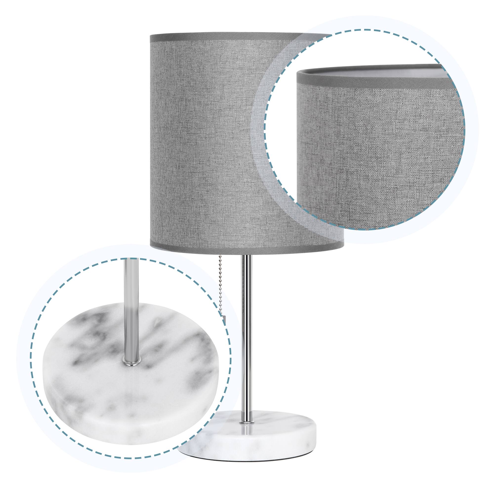 Angle. Oumilen - Bedroom Bedside Table Lamp Marble Desk Light Nightstand Lamp Pull-Chain Switch.
