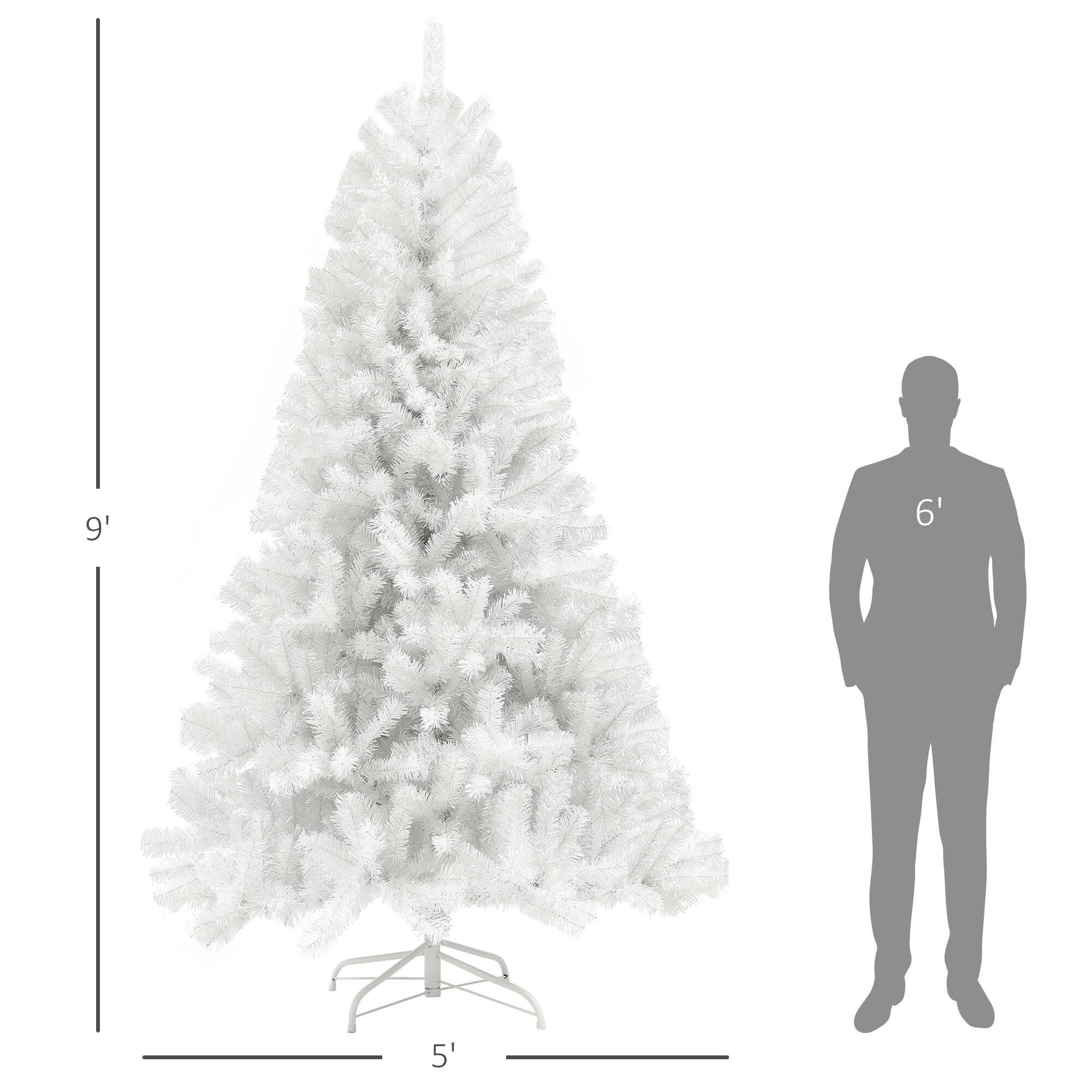 Alt View 2. Homcom - Unlit Artificial Christmas Tree, 2132 Tips Auto Open Steel Base - White.