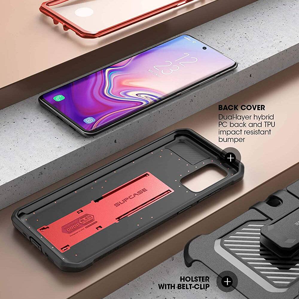 - BACK COVER
DualLayer hybrid PC back and TPU impact resistant bumper
- HOLSTER WITH BELT-CLIP