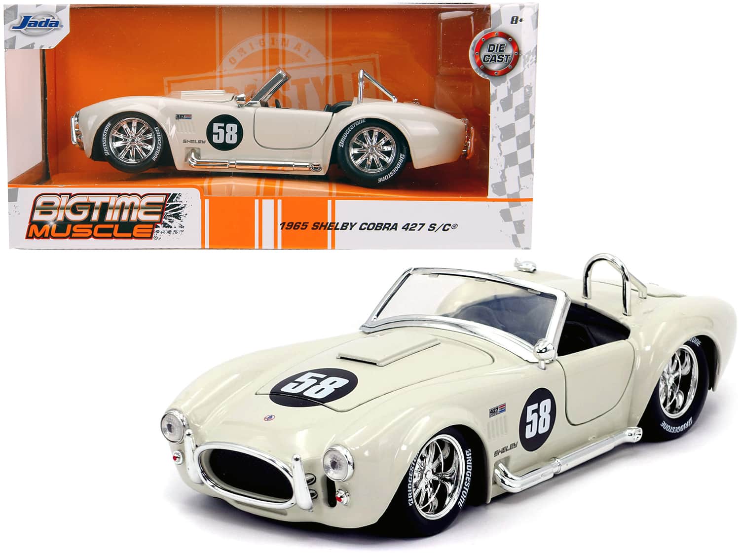 "1965 Shelby Cobra 427 S/C #58 Cream ""Bigtime Muscle"" 1/24 Diecast Model Car by Jada" price history on PriceWatchPro