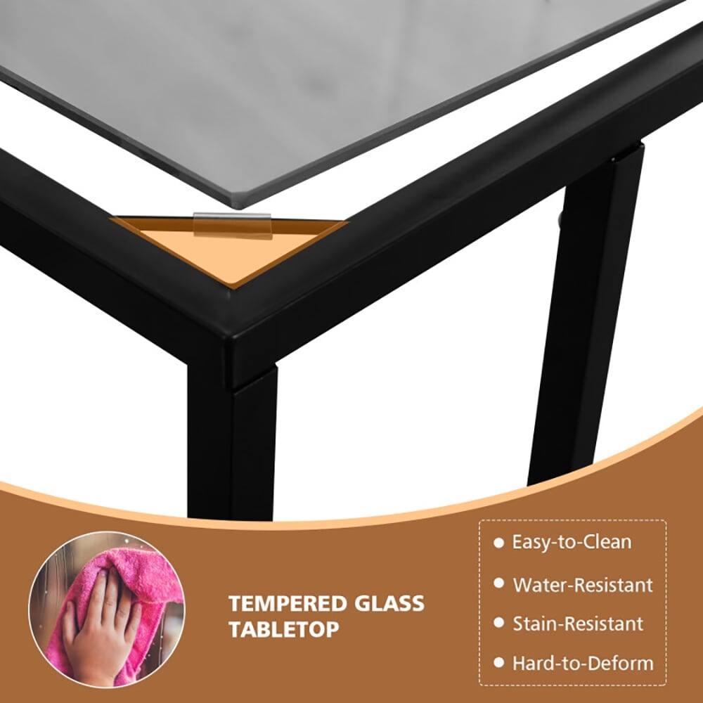 Easy-to-Clean TEMPERED GLASS TABLETOP  
Water-Resistant  
Stain-Resistant  
Hard-to-Deform
