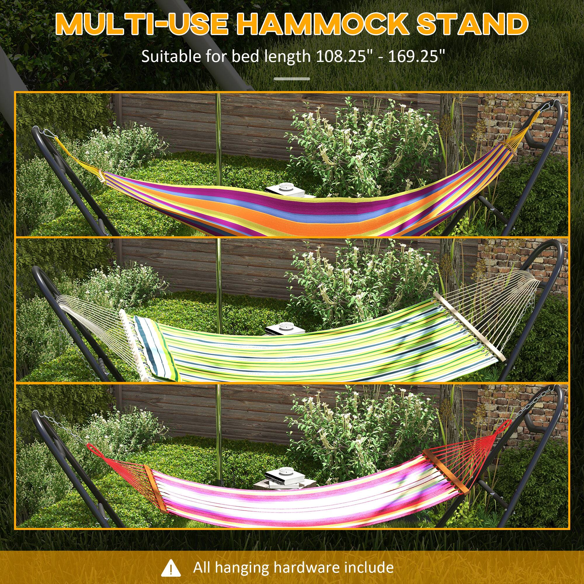 MULTI-USE HAMMOCK STAND Suitable for bed length 108.25" - 169.25" All hanging hardware include