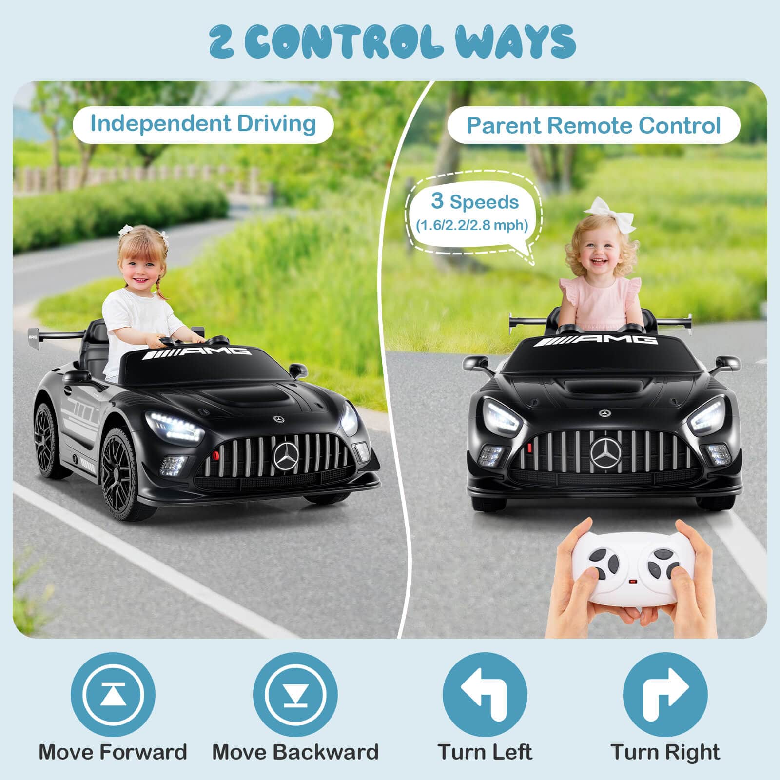 Costway Ride on Car Licensed Mercedes AMG GT3 Kids Car with Remote