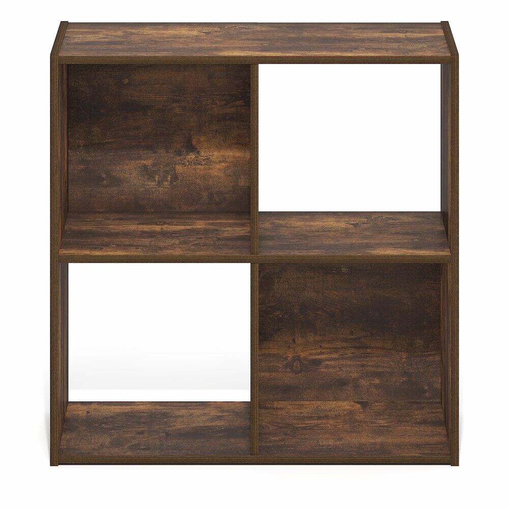 Back. Furinno - PELLI Book Shelf, 4 Cube Bookshelf, 2 x 2 Storage Organizer Cabinet, 11.6 x 24.2 x 24.2 - Amber Pine.