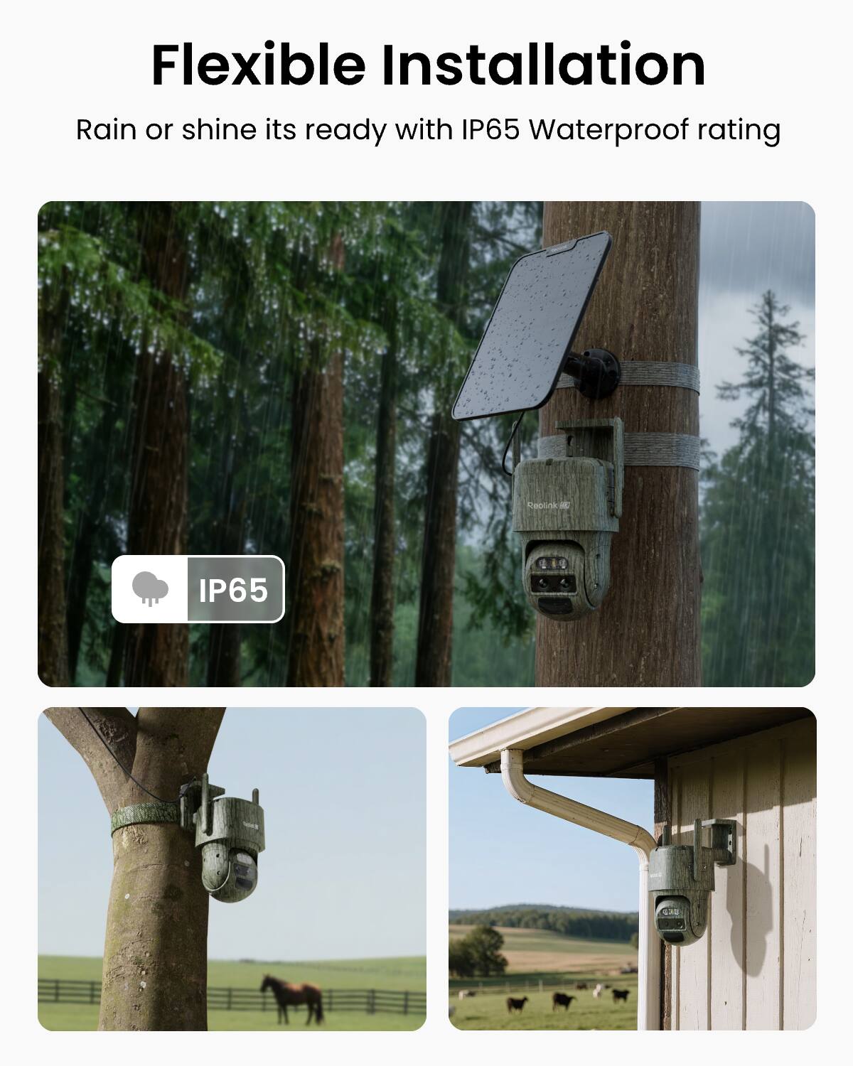 Flexible Installation  
Rain or shine its ready with IP65 Waterproof rating  
Reolink  
IP65  
UKD