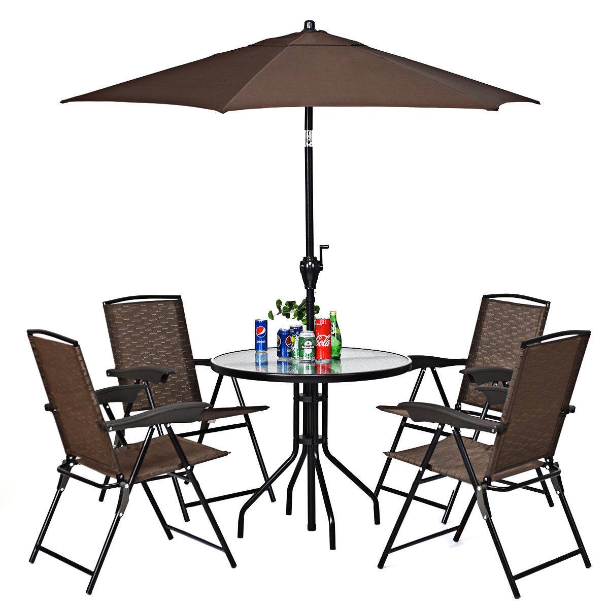 Alt View 2. Gymax - Gymax 4PCS Adjustable Folding Fabric Chair Powder Coated Steel Tube Frame Indoor Outdoor - Black + brown.