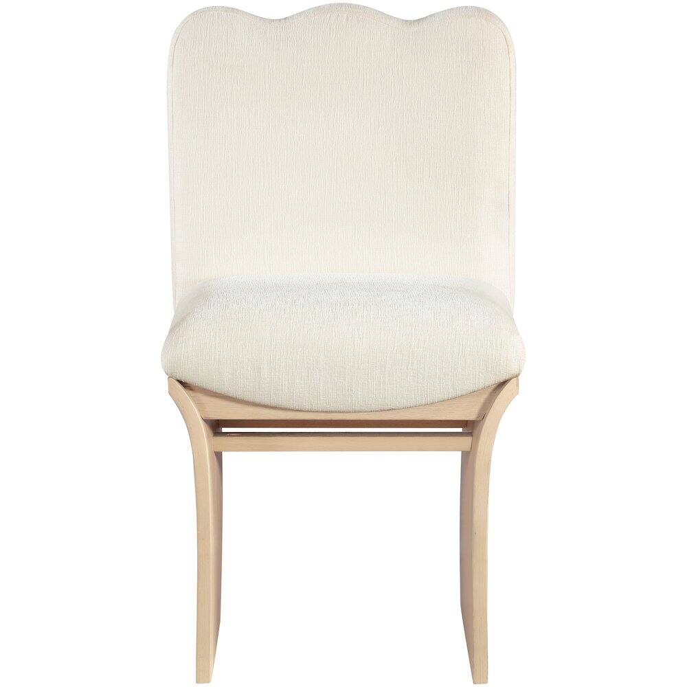Alt View 1. Meridian Furniture - Shaw Cream Chenille Fabric Upholstered Dining Chair - Brown.