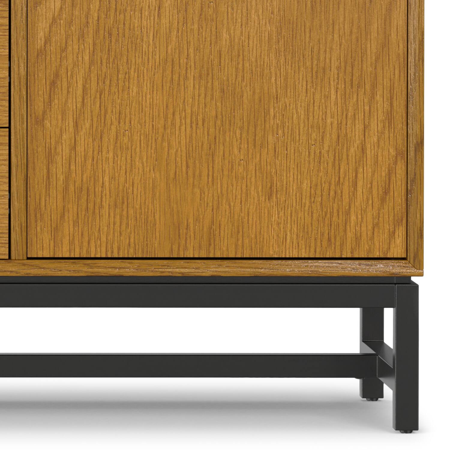 Alt View 5. Simpli Home - Banting Mid Century Sideboard with Centre Drawers in Oak Veneer - Oak Veneer.