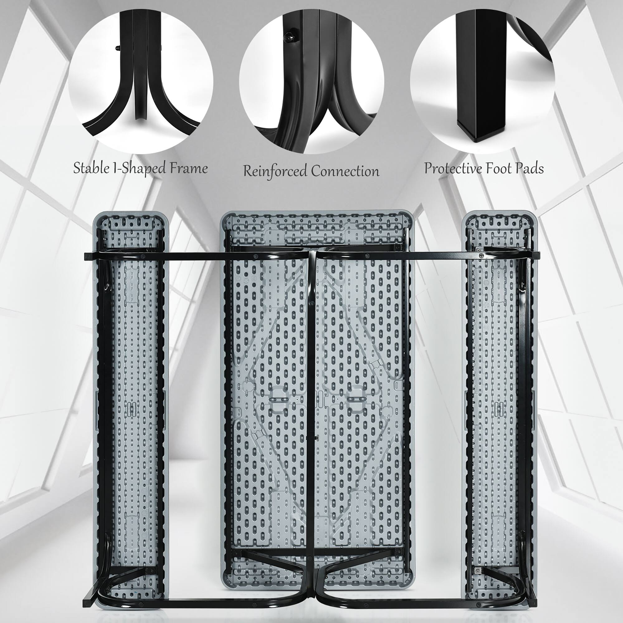 Stable I-Shaped Frame, Reinforced Connection, Protective Foot Pads