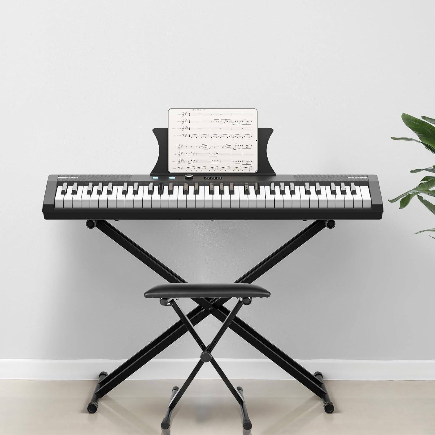 Angle. GARVEE - 61-Key Electronic Digital Keyboard – Versatile Portable Piano for Home Practice & Performance, Ideal for All Levels.