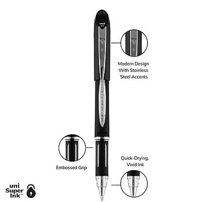 Modern Design With Stainless Steel Accents  
Embossed Grip  
Quick-Drying, Vivid Ink  
uni Super Ink