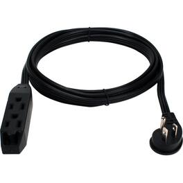 QVS - 3-Outlet 3-Prong 15ft Flat Right-Angle Power Extension Cord - For Computer, Electronic Equipment - 125 V AC / 13 A - Black