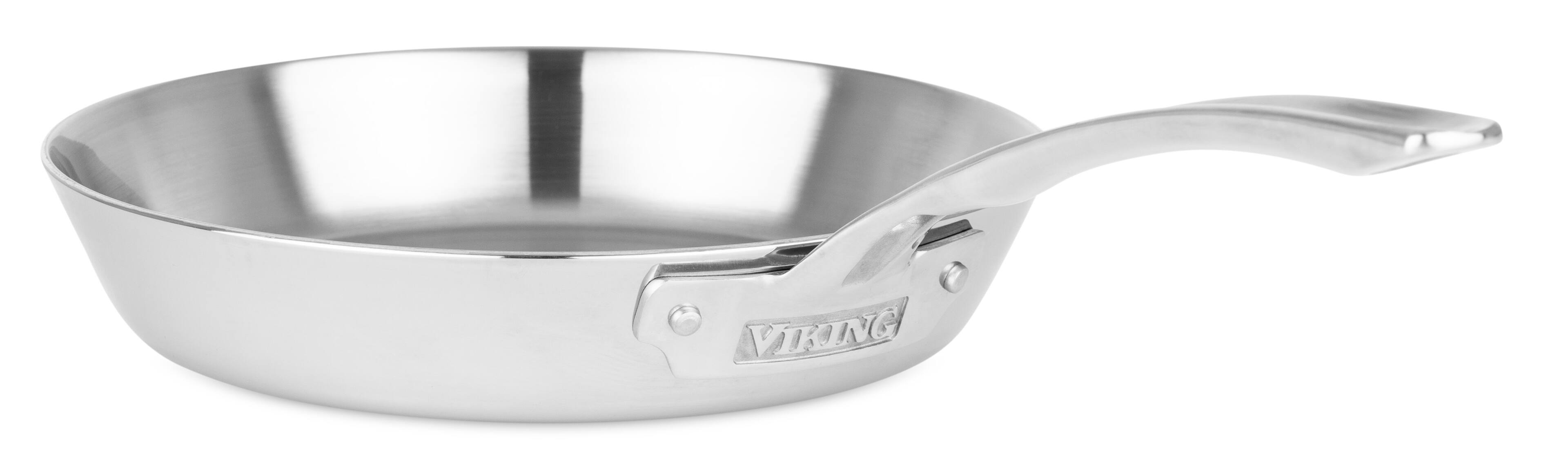 Left. Viking - Contemporary 3 Ply 7-Piece Cookware Set- Mirror - Stainless Steel.