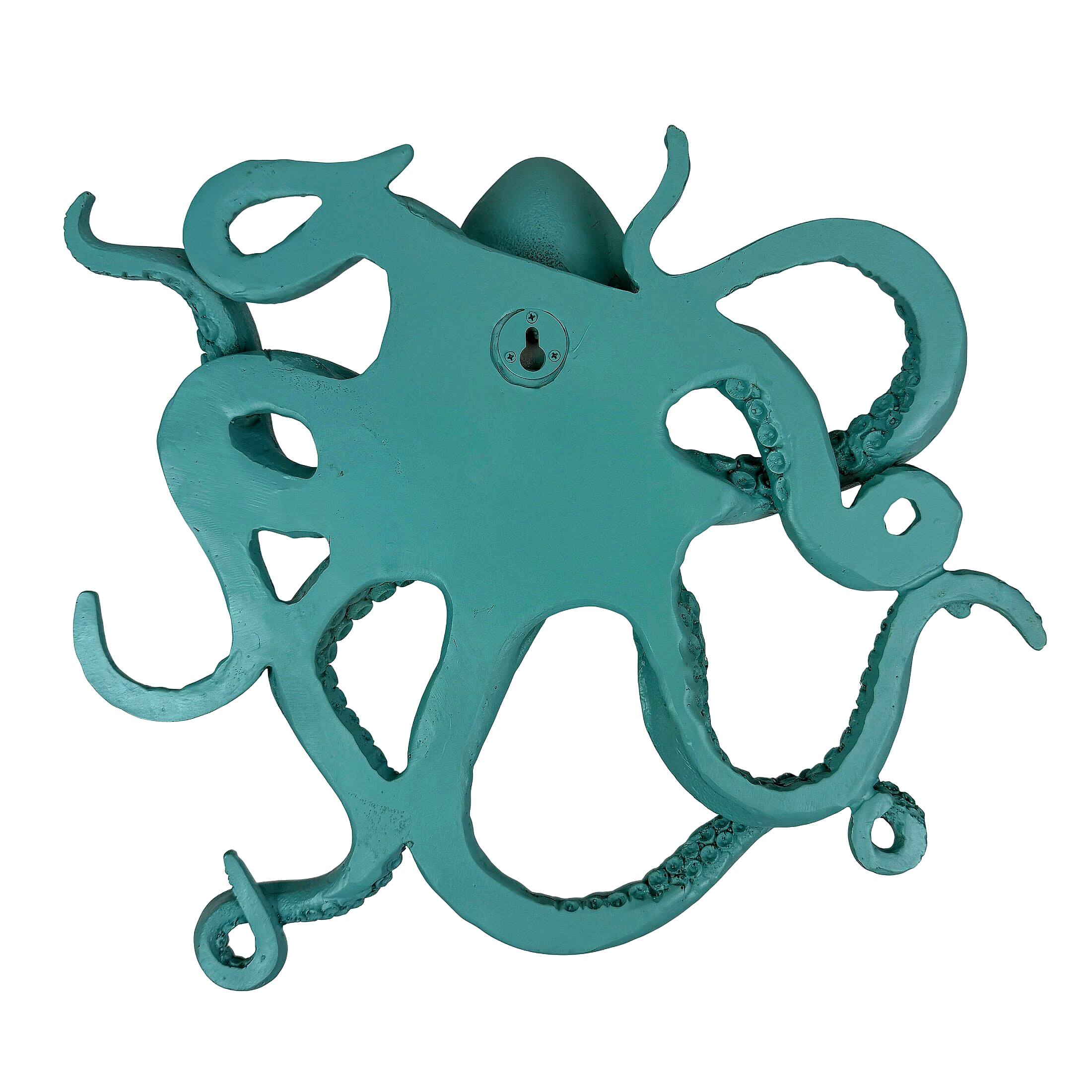 Alt View 8. Fancy That - Octopus Wall Sculpture Aqua Coastal Nautical Resin Plaque 13.5 In - Aqua.