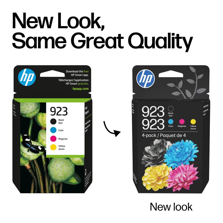 Printer Ink 923 HP 923 4 Pack Standard Capacity Ink Cartridges Black/Cyan/Magenta ...